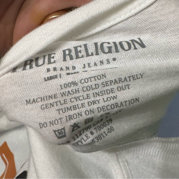 True Religion White Short Sleeve Tee with Smiley Detail - Picture 5 of 5